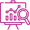 Board with graph and magnifier