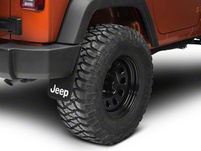 Easy Fit Mud Guards with Jeep Logo; 9-Inch x 15-Inch (66-24 Jeep CJ5, CJ7, Wrangler YJ, TJ, JK & JL)