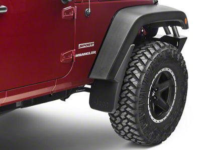 Mopar Deluxe Molded Splash Guards with Jeep Logo; Front (07-18 Jeep Wrangler JK)