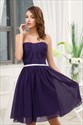 Dark Purple Short Bridesmaid Dresses, Knee Length Homecoming Dresses