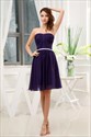 Dark Purple Short Bridesmaid Dresses, Knee Length Homecoming Dresses