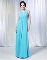 A-Line Halter Chiffon Bridesmaid Dress, Aqua Chiffon Bridesmaid Dress