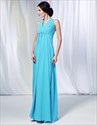 A-Line Halter Chiffon Bridesmaid Dress, Aqua Chiffon Bridesmaid Dress