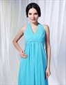 A-Line Halter Chiffon Bridesmaid Dress, Aqua Chiffon Bridesmaid Dress