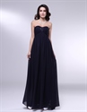 Black Empire Waist Bridesmaid Dress,Chiffon Strapless Bridesmaid Dress