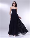 Black Empire Waist Bridesmaid Dress,Chiffon Strapless Bridesmaid Dress