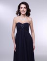 Black Empire Waist Bridesmaid Dress,Chiffon Strapless Bridesmaid Dress