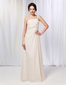 Champagne Chiffon Bridesmaid Dress, One Shoulder Draped Prom Dress