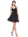 Ruched Bodice Chiffon A-Line Short Bridesmaid Dress With Straps