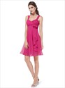 Ruched Bodice Chiffon A-Line Short Bridesmaid Dress With Straps