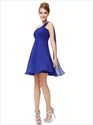 One Shoulder Empire Waist Ruched Top Short Bridesmaid Dress