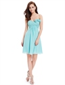 Strapless Empire Ruched Top Bridesmaid Dress Short With Flower