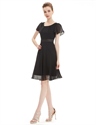 Simple Flutter Sleeve A Line Chiffon Dress Knee Length