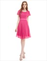 Simple Flutter Sleeve A Line Chiffon Dress Knee Length