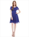 Simple Flutter Sleeve A Line Chiffon Dress Knee Length