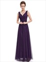 V Neck Sleeveless Lace Ruched Bodice Tulle Evening Dress 