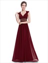 Sweetheart Cap Sleeve Beaded  Waist Empire Bridesmaid Dress