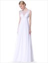 Illusion Lace Bodice Chiffon Skirt Sleeveless Long Bridesmaid Dress