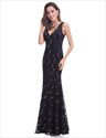 Sleeveless Sequin Embellished Lace Mermaid Prom Dress With Open Back