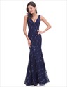 Sleeveless Sequin Embellished Lace Mermaid Prom Dress With Open Back