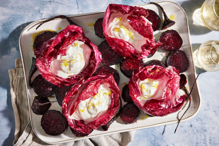 Beets with Chicories, Yogurt and Sherry Mustard Vinaigrette