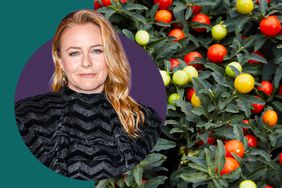 Alicia Silverstone and Jerusalem cherry plants in a photo comp.