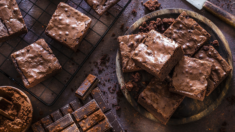 slices brownies and chocolate