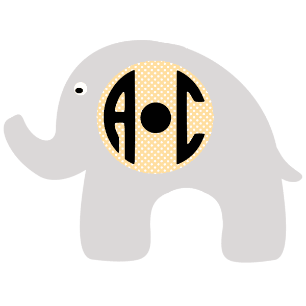 Elephant Monogram With 2 Initials