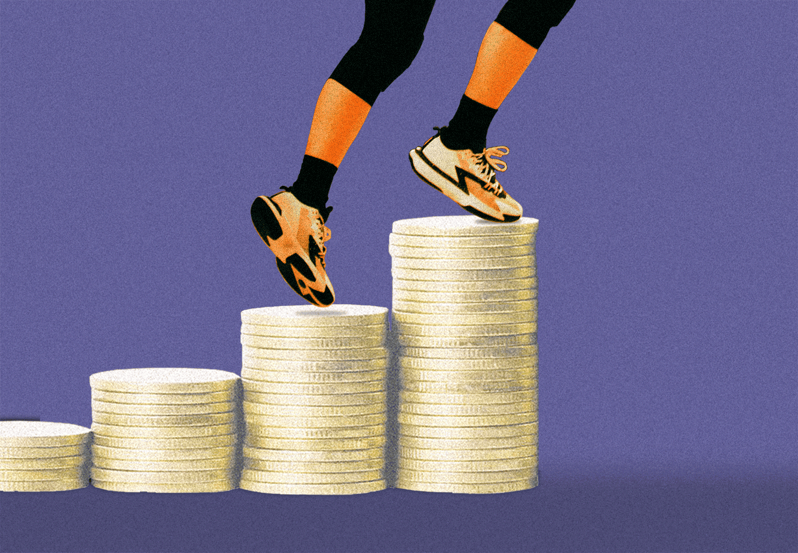 Football player climbing coin stacks