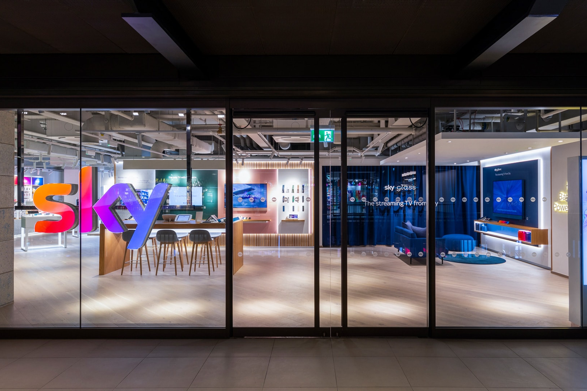 an image of the flagship Sky TV store in Battersea Power Station, London 