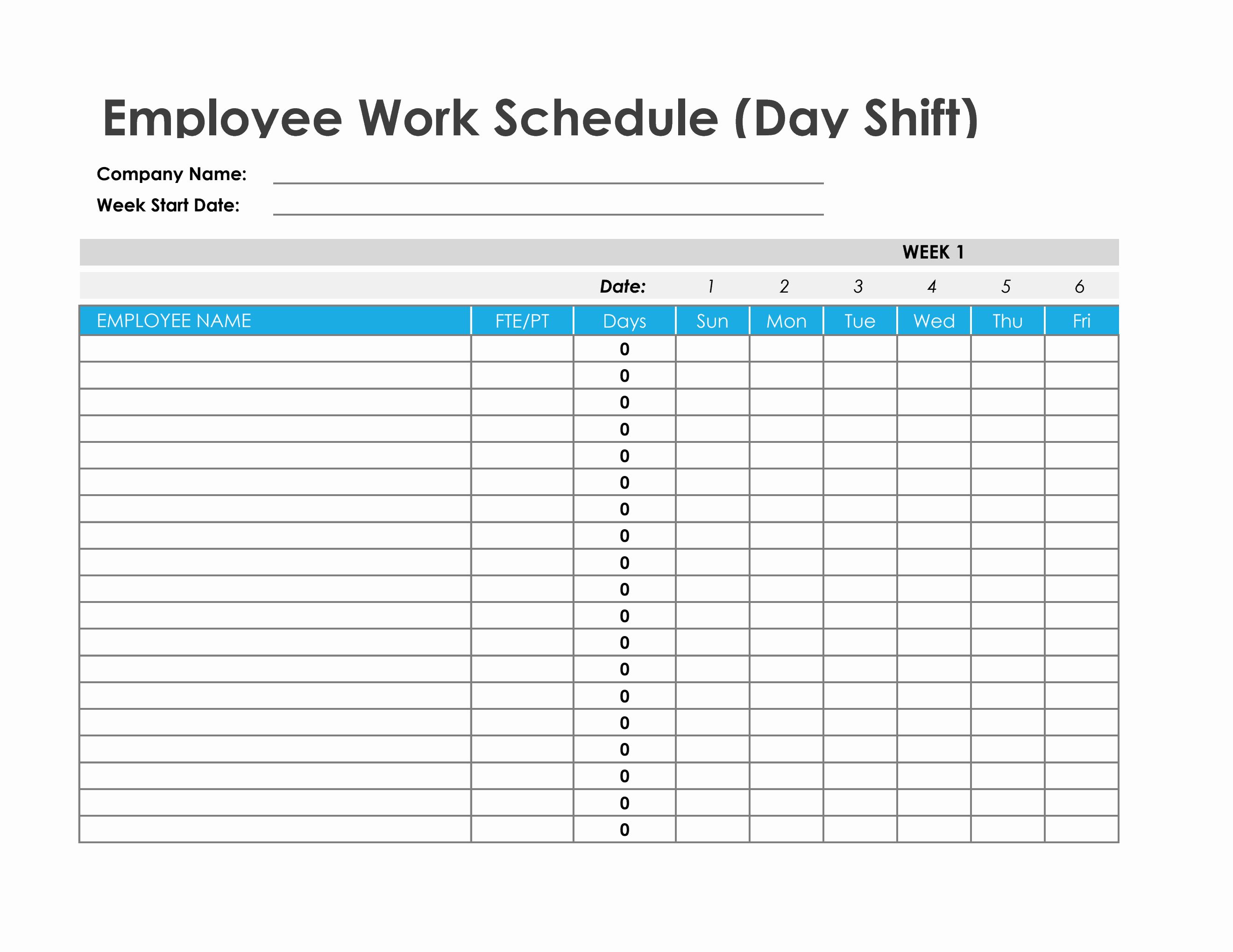 Employee Work Schedule in Excel