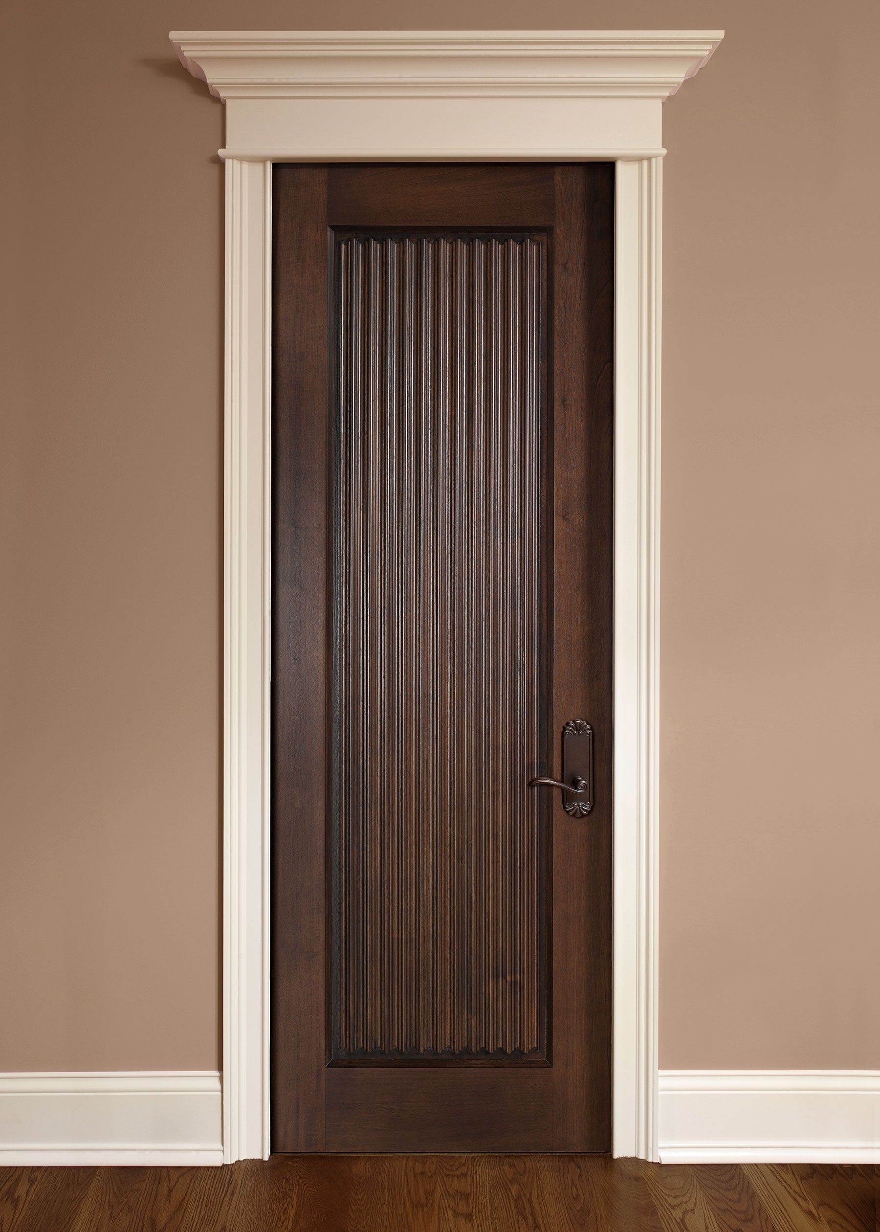 Interior Door Custom - Single - Solid Wood with Dark Mahogany Finish