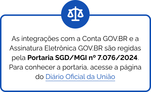 Ícone de balança azul à esquerda, com texto "Ministério da Justiça" e "Diário Oficial da União".