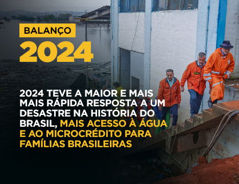 2024 teve a maior e mais mais rápida resposta a um desastre na história do Brasil, mais acesso à água e ao microcrédito para famílias brasileiras