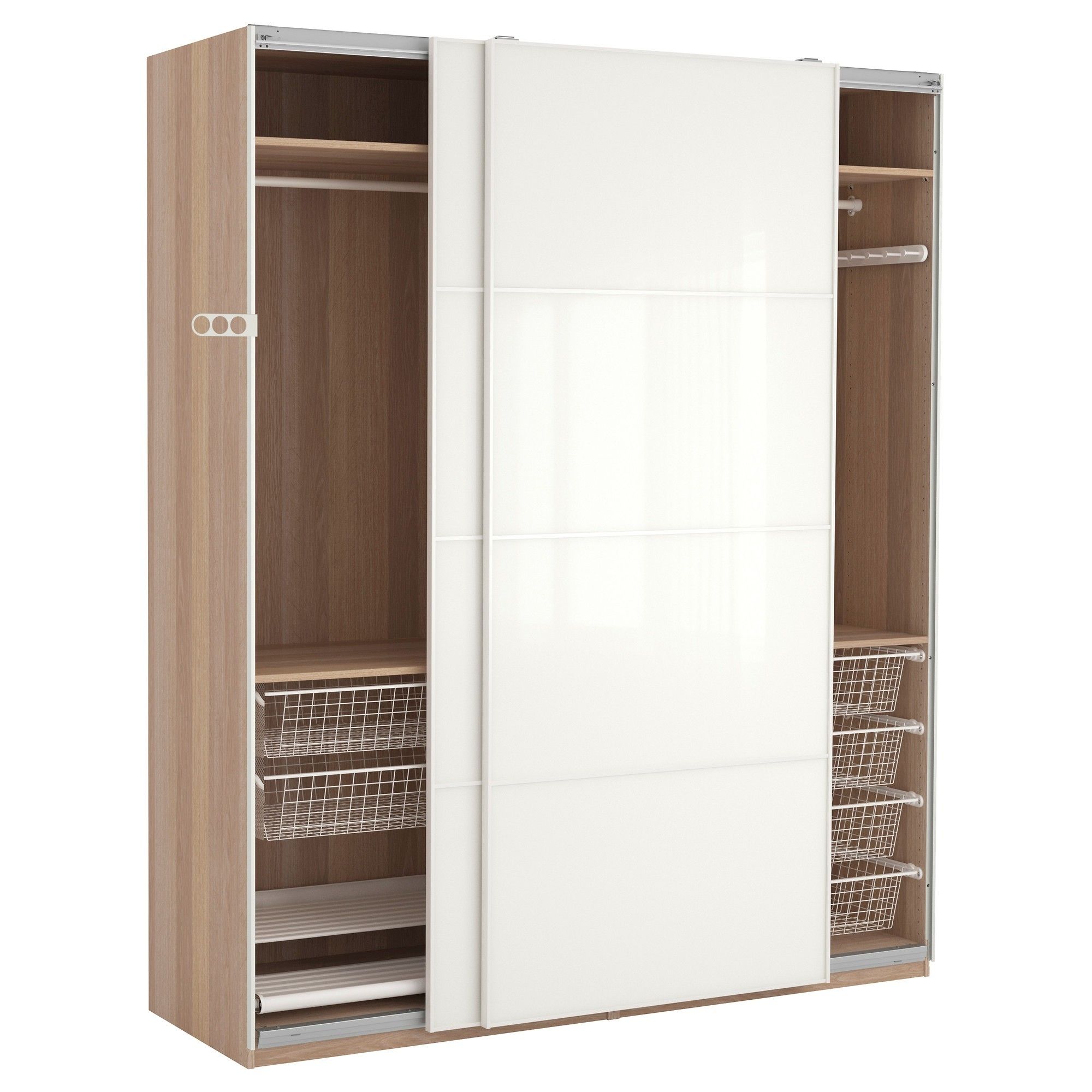 2018 Large White Wardrobes With Drawers For Large White Wooden Wardrobe With Silver Steel Drawers And Combined (View 5 of 15)