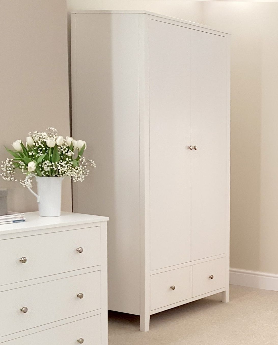 2018 White Double Wardrobe With Drawers 2 Door And Mirror Ikea Large With Large White Wardrobes With Drawers (View 2 of 15)