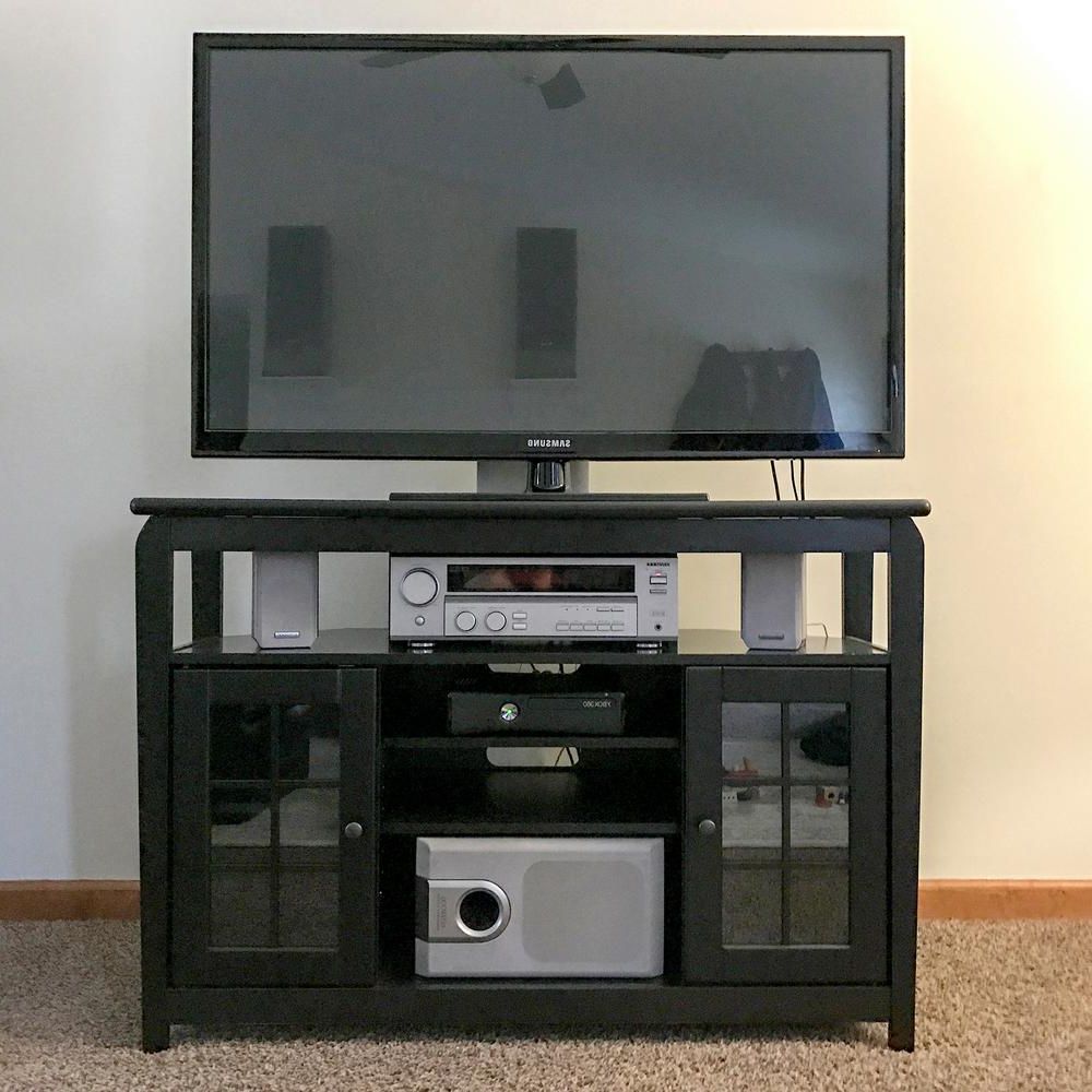 Most Current Amerihome 46 In Wood Corner Television Stand Black With 175 Lb In Large Corner Tv Stands (View 11 of 20)