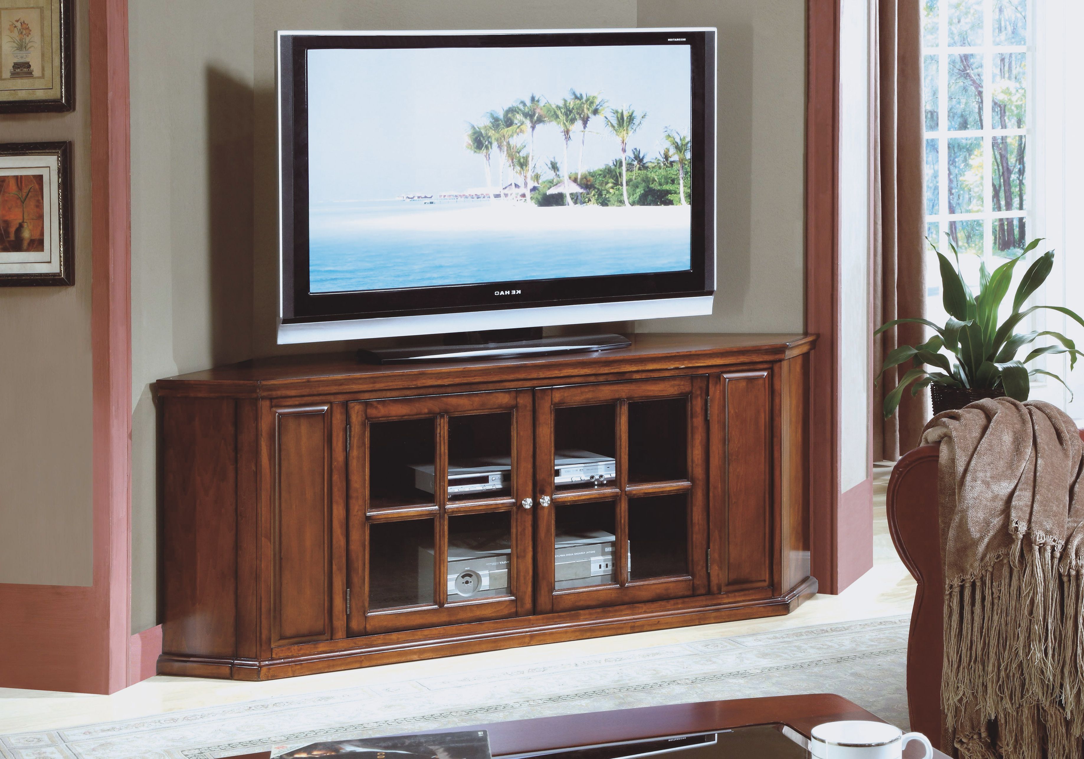 Most Current Large Corner Tv Stands Regarding Oak Tv Stand Walmart Solid Wood Stands For Flat Screens Light (View 18 of 20)