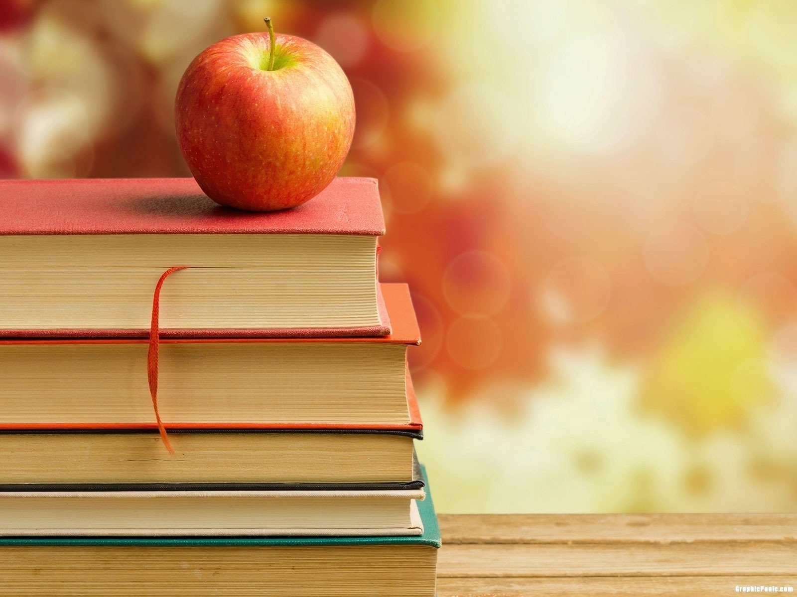 Apple And School Book Background