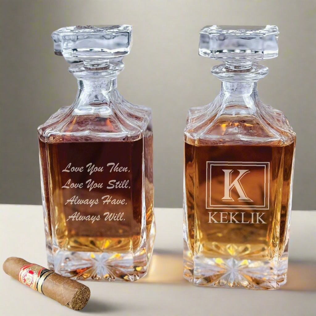 Personalized Whiskey Decanter with Monogram and Custom Engraved Message