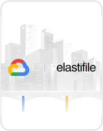 Thumbnail of high rise buildings in silhouette with Google and elastifile logos in foreground 