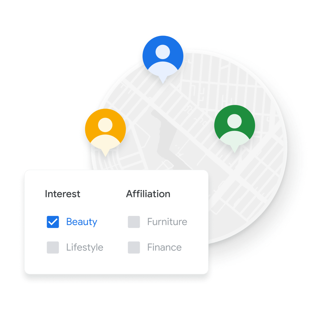 Illustration of a map identifying people based on interest and affiliation.