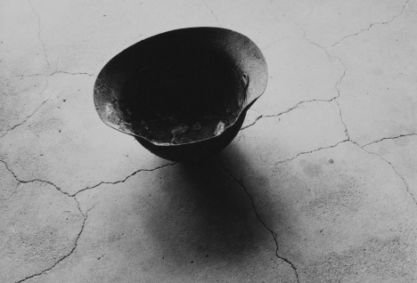 Steel Helmet with Skull Bone Fused by Atomic Bomb