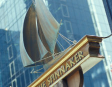 Close-up of the sign outside The Spinnaker pub sign on Harbour Exchange Square, Canary Wharf. Photo Credit: ©Visit London Images.