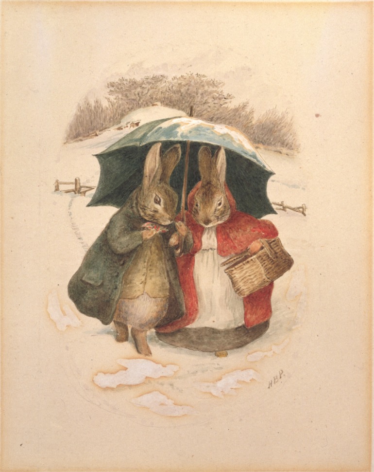 Design for a greetings card, Beatrix Potter, 1890. Photo Credit: © Victoria & Albert Museum with kind permission of Frederick Warne & Co. 