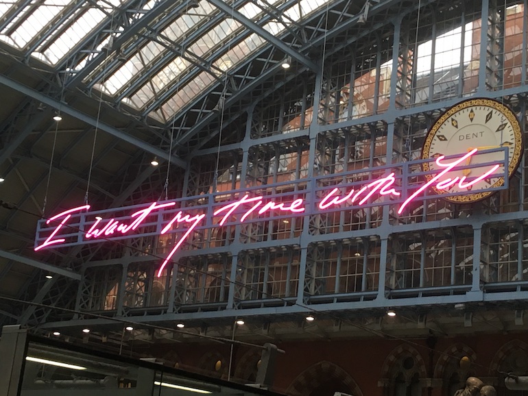 Saint Pancras International Station: Tracey Emin LED sculpture, I want my time with you. Photo Credit: © Edwin Lerner.