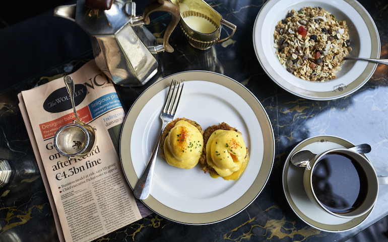 Brunch in London: Fishcake and Muesli at The Wolseley. Photo Credit: © David Loftus via The Wolseley.