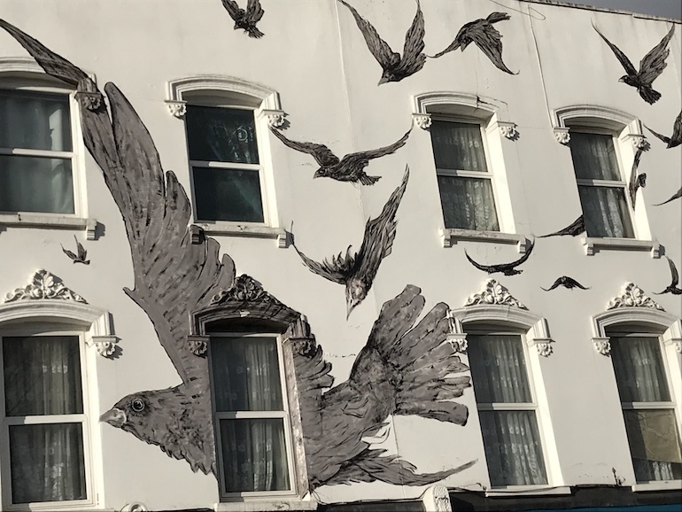 Alfred Hitchcock in London_The Birds mural in Leytonstone. Photo Credit: © Edwin Lerner.