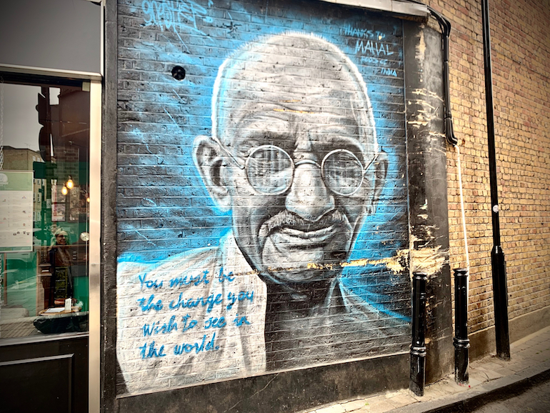 Art with a heart. Gandhiji in Islington. Photo Credit: © Antony Robbins.