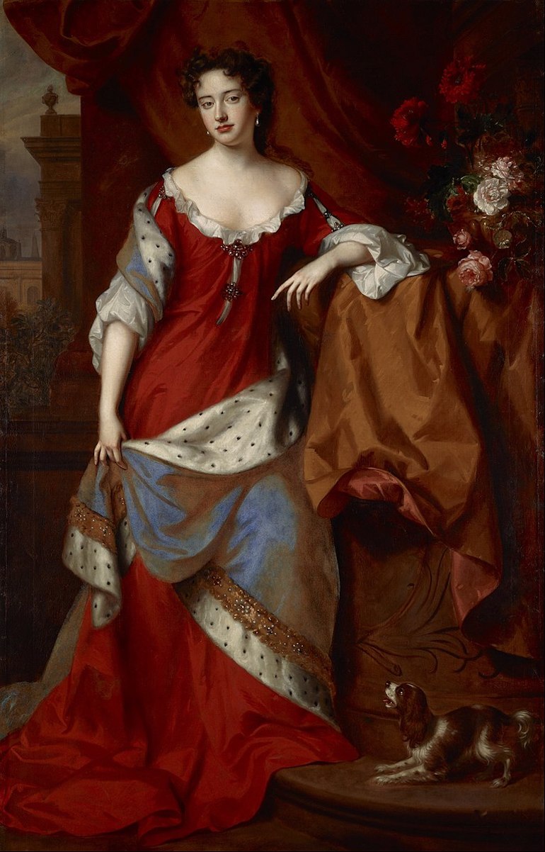 Portrait of Anne, Queen of Great Britain circa 1684, painted by Willem Wissing and Jan van der Vaardt. Photo Credit: © Public Domain via Wikimedia Commons.